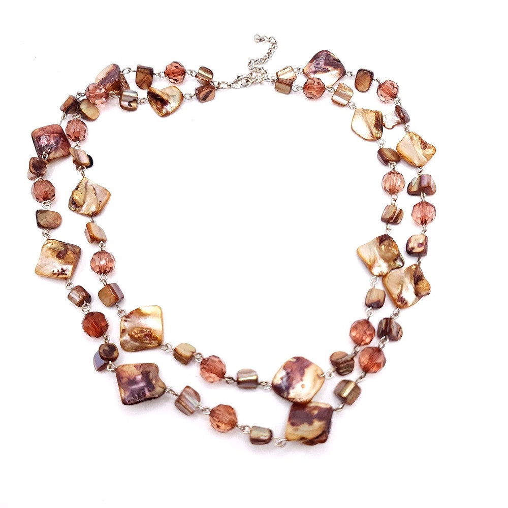 Mother of Pearl Double Strand Necklace‎ 18in